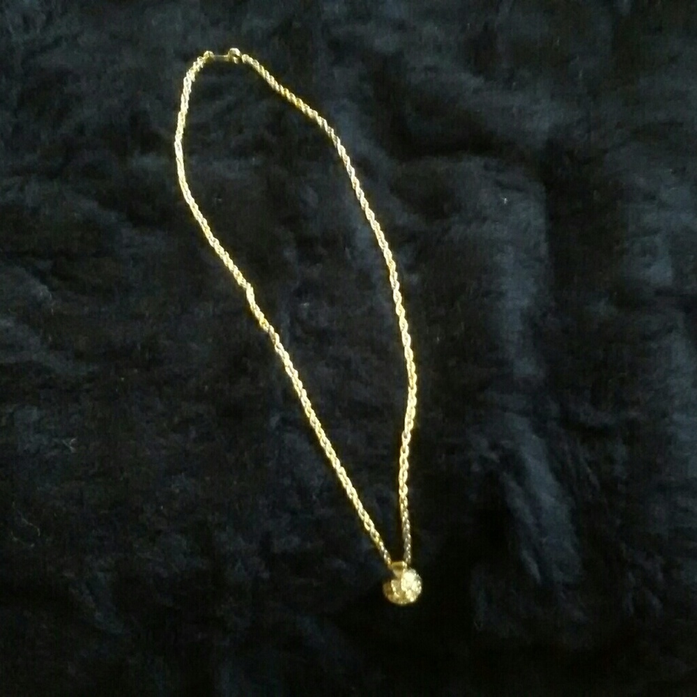 Gold Plated Link Necklace with Gold Crystal Ball